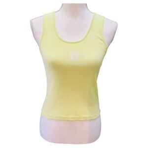 Daydreamer Neon Yellow Cropped Ribbed Tank Top Medium